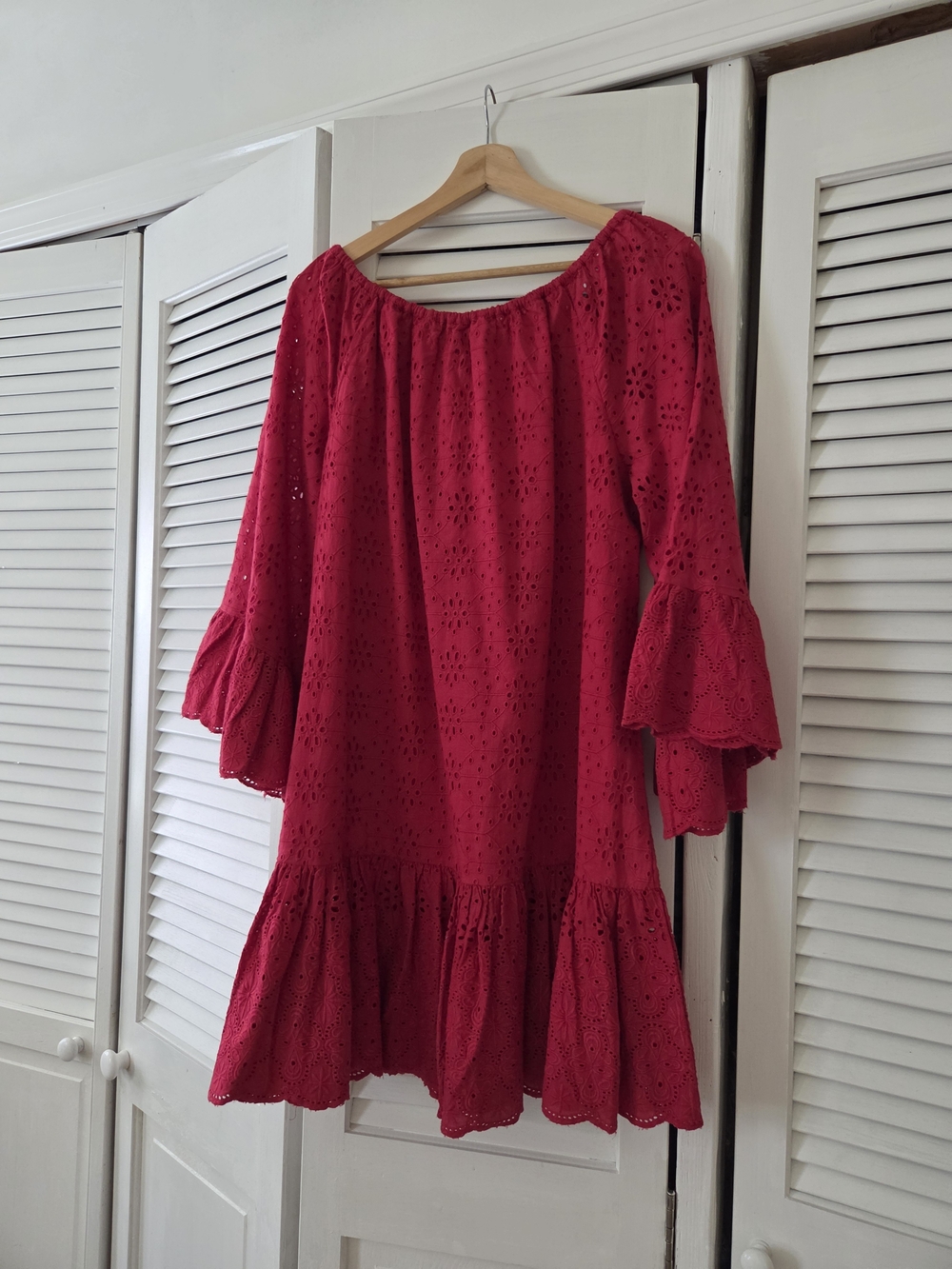 Sundance Raspberry Eyelet Ruffled Swim Cover-Up - Picture 2 of 7